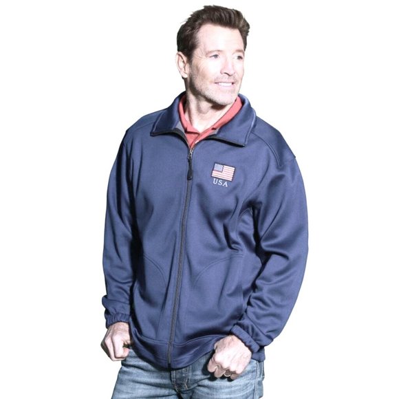 Patriotic Full Zip Soft Shell Fleece Jacket in Navy *MEDIUM* RETAIL=$75 - Picture 1 of 3